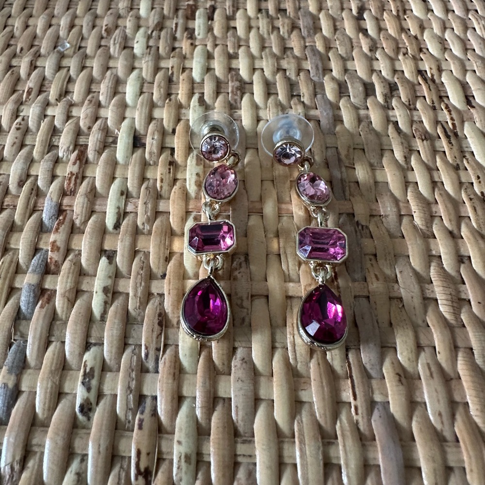 Elegant Pink and Gold Drop Earrings